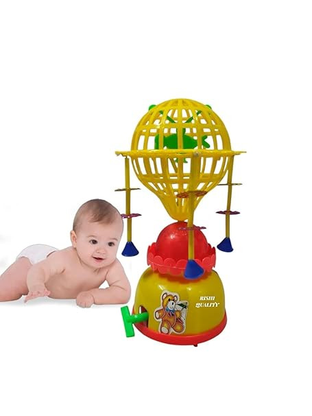 TA Baby Merry Go Round Toy with Rotating Ferris Wheel & Smooth Sound | Wind-Up Musical Spinning Toy for Babies and Toddlers