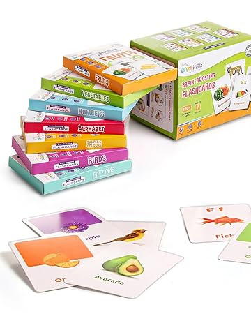 TA Intelliskills Premium 7-in-1 Brain Boosting Flash Cards for Kids,190 Cards,Flash Cards for 1+ Year Old Baby,Montessori Education Toy for Toddlers,Preschool Learning Activities,Waterproof,Birthday Gift