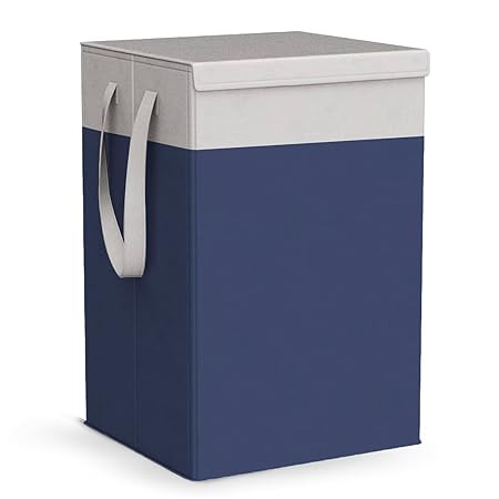 TA 75L Laundry Basket for Clothes Laundry Bag Cloth Basket Non Woven Laundry Bags for Clothes Freestanding Clothes Storage Organizer for Bedroom Basket for Clothes Cloth Bin (Navy Blue)