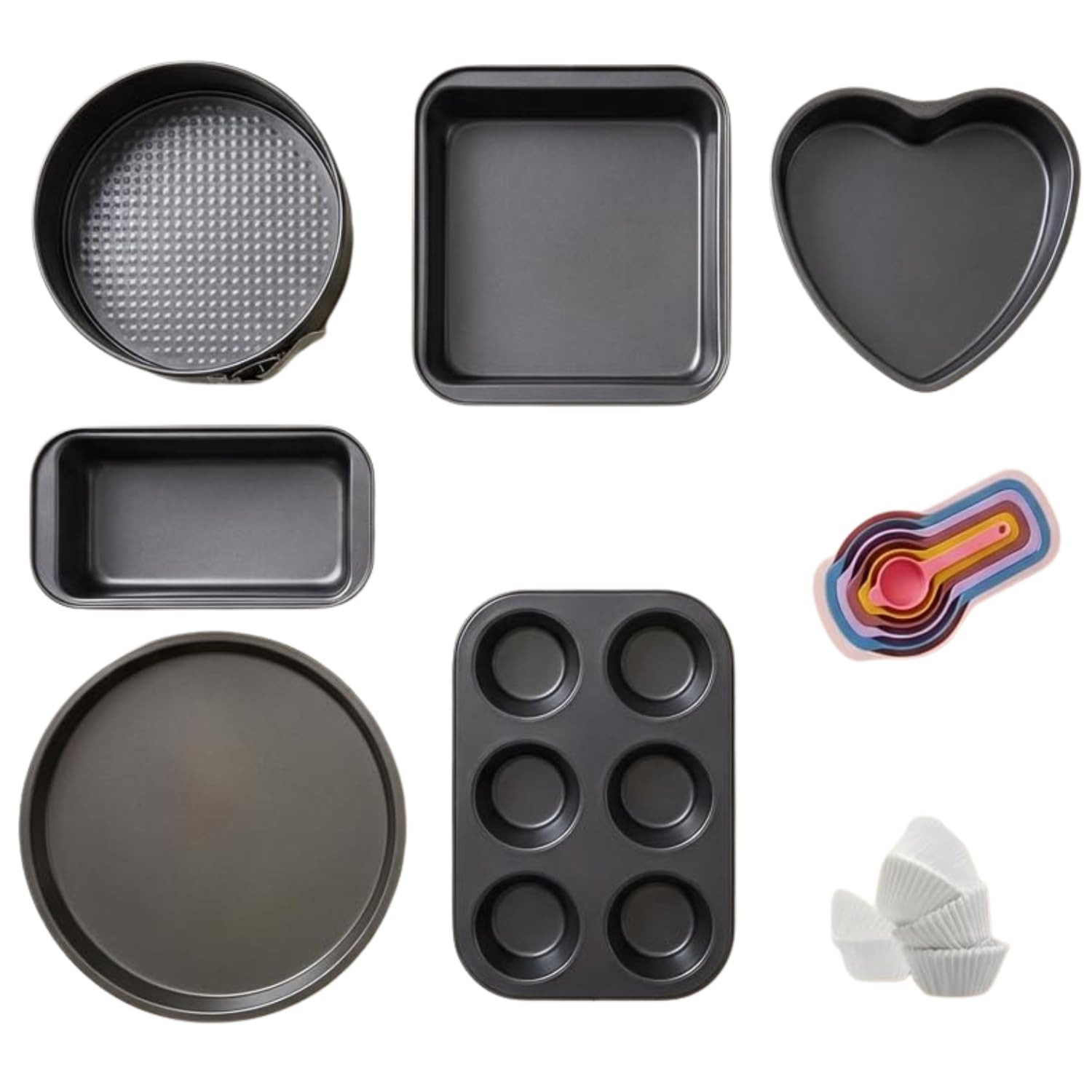 TA PureBake 8-Piece Bakeware Set | Carbon Steel Non-Stick Cake Moulds for OTG, Microwave & Oven | Baking Tins Combo for Cake, Muffin, Bread | Dishwasher Safe Baking Set