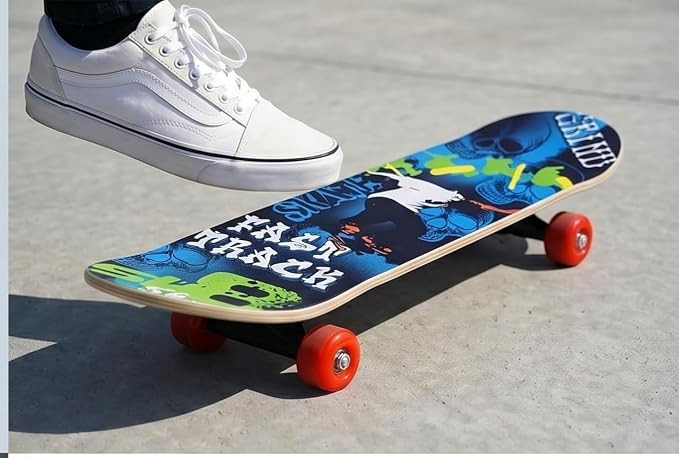 24 Inch X 6 Inch Size Standard Wave Board Long Maple Wood Skating Board for Kids to Adults 7 to 20+ Years Age 120 Kgs Weight Capacity Fully Assemble Skateboard (Multidesign)
