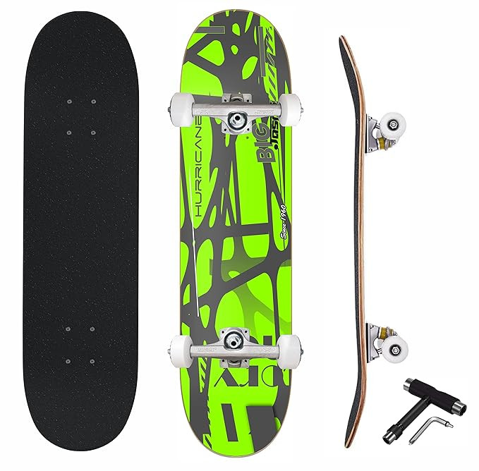 Jaspo Big Bang 7 Layer Teak Wood Skateboard (31”X8”) Double Kick Concave Design (Suitable for Age Group Above 8 Years)-Made in India.