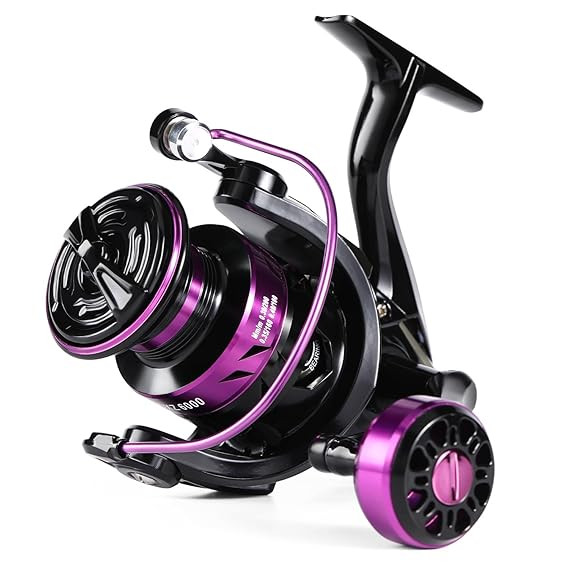 Fishing Spinning Reels, Light Weight and Ultra Smooth Powerful Spinning Reels for Saltwater and Freshwater Fishing-Purple-1000