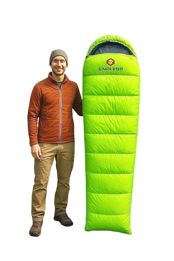 Endless Sleeping Bag Camping, Hiking and Trekking Travels All-Season Comfort Designed (Light Green)