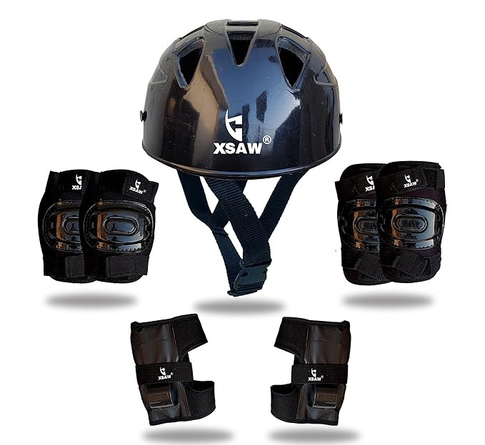 Skating Guard, Protective Skating Guard Kit Skate, Cycling Protection Set Multi Sport Gear for Children, Helmet Elbow Guards Knee Caps & Hand Gloves (Large (Age12 to 15 Year))