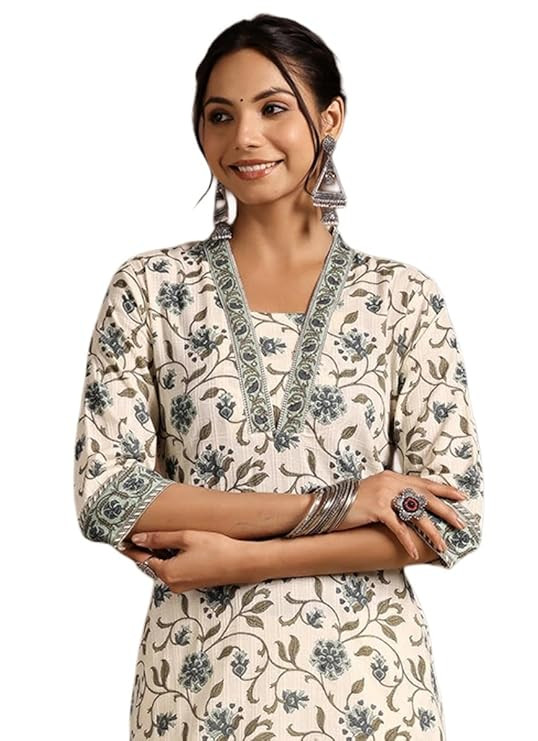 New Cotton Leaf Printed Casual Straight Kurta for Women | Women Formal Kurti