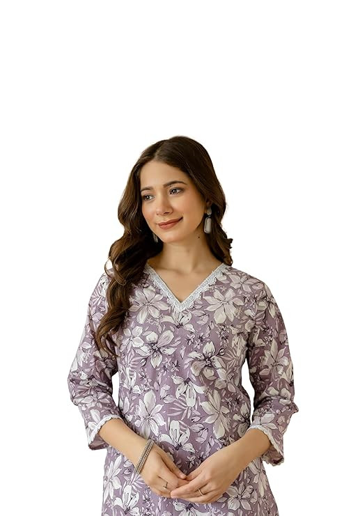 New Cotton Leaf Printed Casual Straight Kurta for Women | Women Formal Kurti