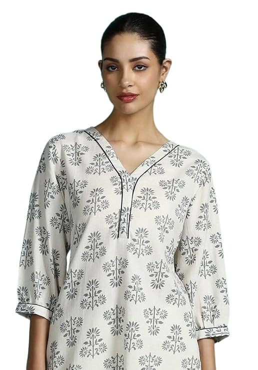New Cotton Leaf Printed Casual Straight Kurta for Women | Women Formal Kurti