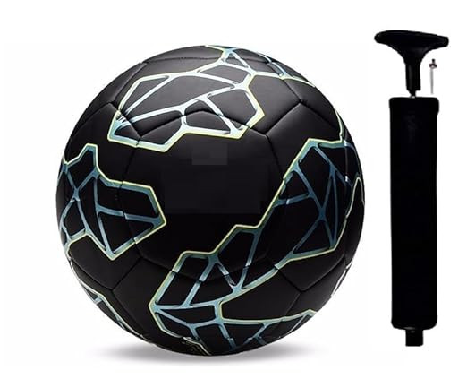 Hand Stitched Football | Suitable for Hard Ground Without Grass | Training Ball | Soccer Ball | for Men/Women | Football Size - 5 with Pump, Black