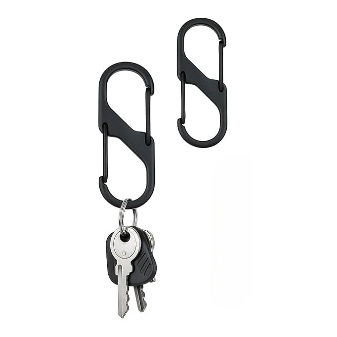 Cut Carabiners Clip,Oval Shape Carabiner Keychain Aluminum Hook Accessories use Multi-Purpose (S-Shape Carabiner Clip, 2)