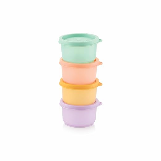 Mastercook Airtight Round Mini Storage Containers Set of 4, 40ml | BPA-Free Stackable Snack Containers for Dips, Sauces, Kids Lunch & Kitchen Storage
