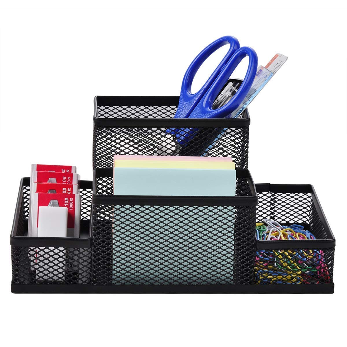 Mesh Desk Organiser 4 Compartment Tidy Office Stationery Stand for Office Table Pen Pencil (Pack-1)