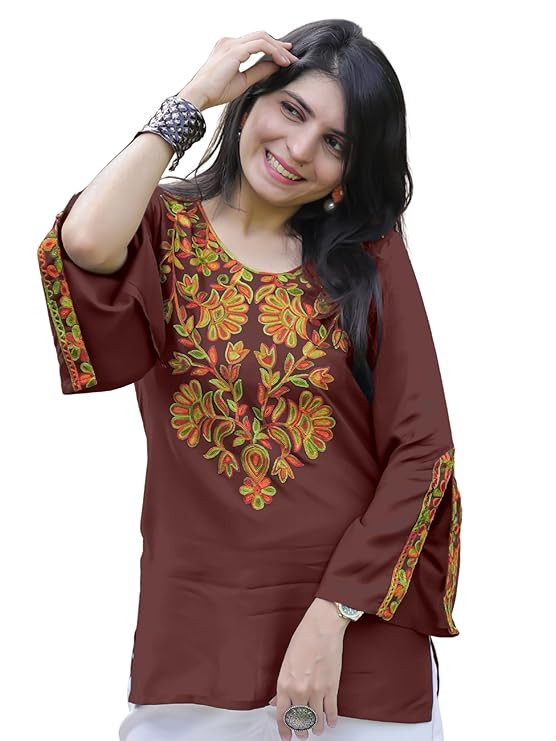 Women's Light Green Rayon Yoke Embroidery Straight Short Kurti | Office Wear Kurti | College Wear Kurti | Tunic Top