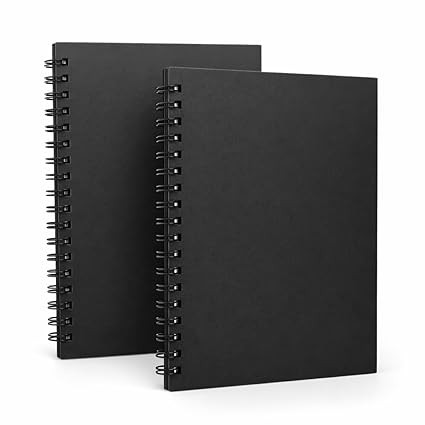 A5 Spiral Notebook 160 Pages (80 leafs) | Blank Notebook for Writing, Sketching & Journaling | Travel Diary, College Notebook, Office Notepad | 5.6 x 8.25 Inches (Pack of 2)