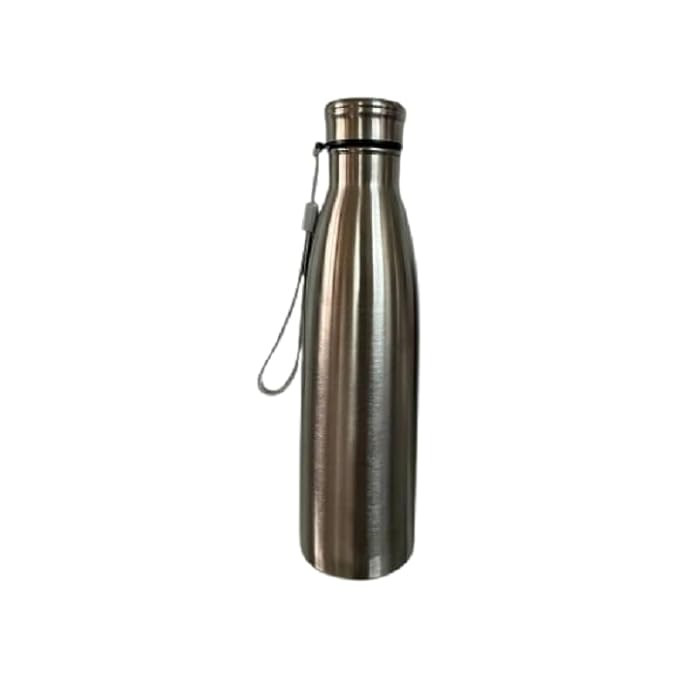 Stainless Steel 1 ltr Leak-Proof Water Bottle | BPA-Free, Lightweight Ergonomic Design Leakproof Screw Cap Water Bottle | Ideal for Home, Office, Gym, Yoga, School & Travel-Friendly (Chrome, 1000ml)