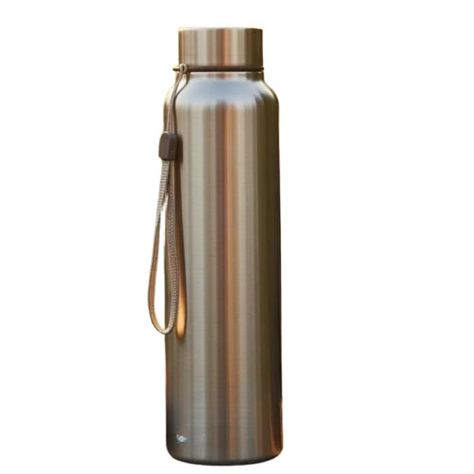 Stainless Steel Water Bottle 1000ml, Insulated Double Wall Flask for Hot & Cold Drinks, Reusable 1 Litre Travel Water Bottle for Gym, School, Office, Silver (2)