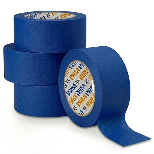 Premium Masking Tape | 48MM x 20Y | Pack of 3 Rolls | Easy Tear Painters Tape Clean Removal, Painting Tape for Home, Office, Arts & Crafts, Multi-Surface (Blue)