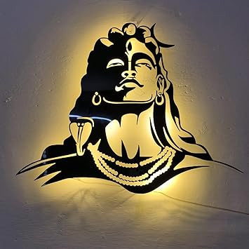 LED Backlit Wall Décor with Stylized Shiva Design | Decorative Wall Art Light for Home & Office | Warm Light Wall Hanging (45x45 cm)