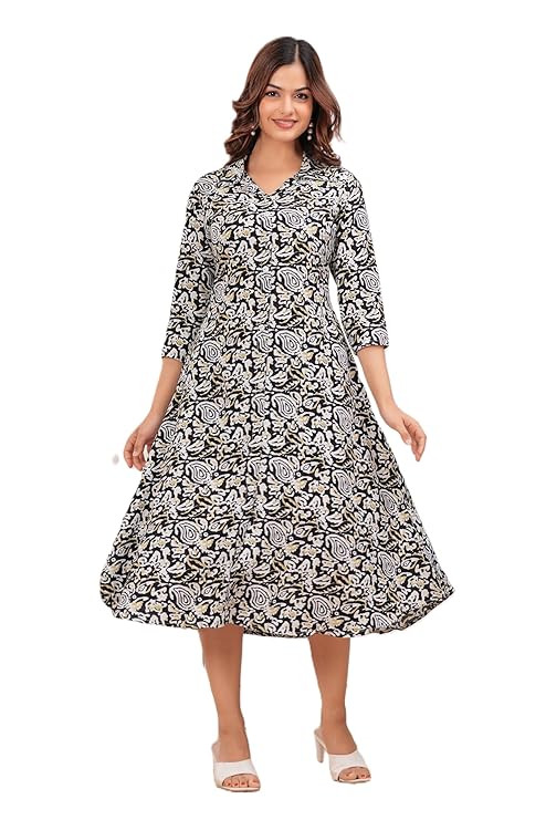 Women's Printed Rayon Front Slit A-Line Kurta