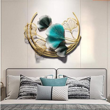 Ginkgo Leaf Large Decorative Metal Wall Sculpture Art Hanging Décor, Suitable for Hotel Bedroom Living Room Study Decoration Art, Home Decor Wall Ornaments, (Size: 19 x 16 Inch)