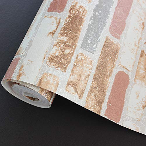 Non Adhesive Brick Design Wallpaper for Walls, Thick Wallcovering for Living Room, Bedroom Interiors (57sqft/Per roll)-7000