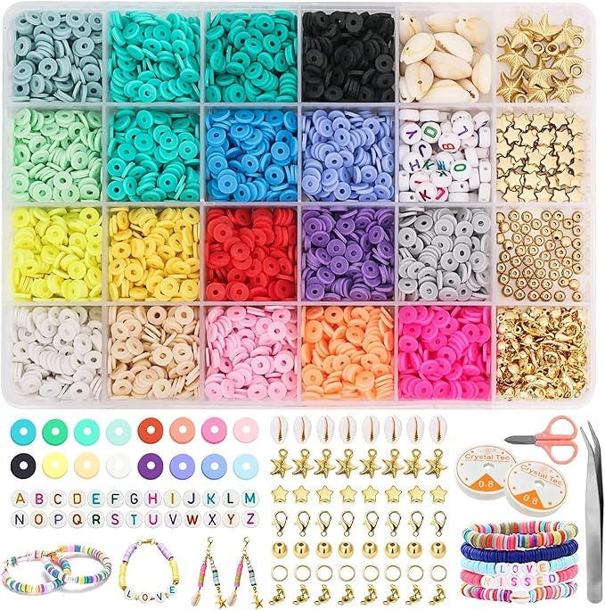 DIY Bracelet Making Kit for Girls – Beads Kit & Jewelry Craft Set with Charms, Scissors & Elastic String – Beads for Bracelet Making – Gifts for Girls (Jewellery Making Kit-JS-02)