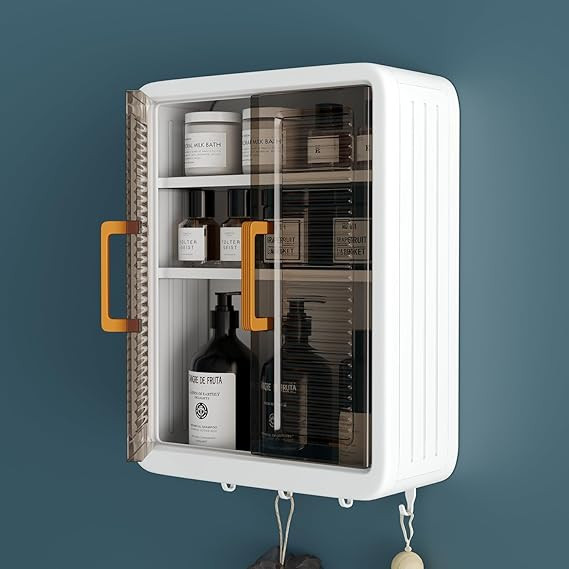 Online Export Multipurpose Bathroom Organiser Without Drill Plastic Wall Mounted Storage Cabinet for Kitchen and Bathroom with Shelves & Door| Organiser for, Essentials, Makeup, Skincare