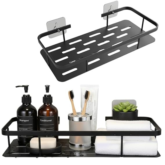 Wall Mounted Bathroom and Kitchen Shelf Organizer, Adhesive Storage Rack Without Drill for Bathroom Kitchen Accessories and Hardware, Waterproof Organizer|Pack of 1