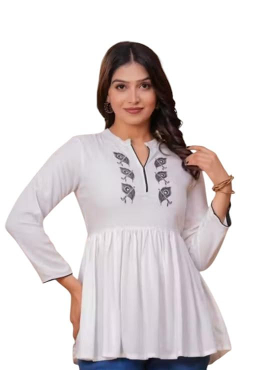 Women's Printed Peplum Kurti Top with 3/4 Sleeves