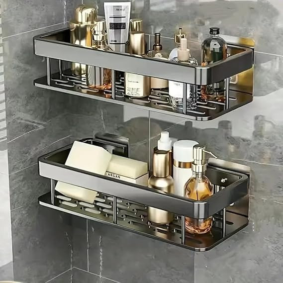 Plastic Multi-use Rack, Bathroom Shelf, Soap Stand, Tumbler and Perfume Holder, Napkin & Hand Towel Holder, Bathroom Accessories ((White - Set of 1))