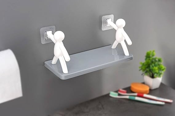 Generic Multipurpose Wall-Mounted Stand (Pack of 1) - 1 Shelf, Stainless Steel Finish, Casual Style, Single Wall Shelf, Space Saving, Kitchen, Bathroom