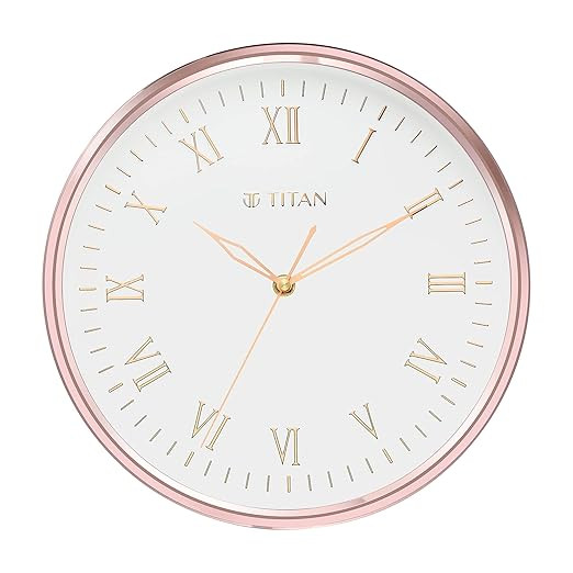 Titan Contemporary Wall Clock with Soft White Finish, Roman Numeral Dial, Silent Sweep, Model W0001PA03 | 30 cm x 30 cm x 4.4 cm