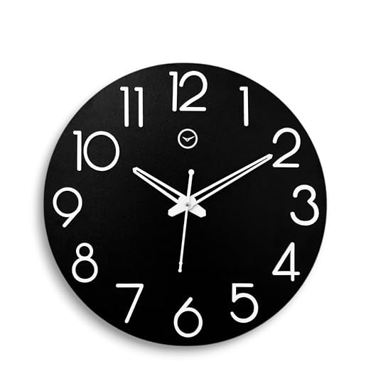 cozyloom Modern Black Wooden Wall Clock for Living Room Décor | Round Wall Clock with White Arabic Numbers Design | MDF Decorative Wall Clock for Home, Bedroom & Office (30 CM)