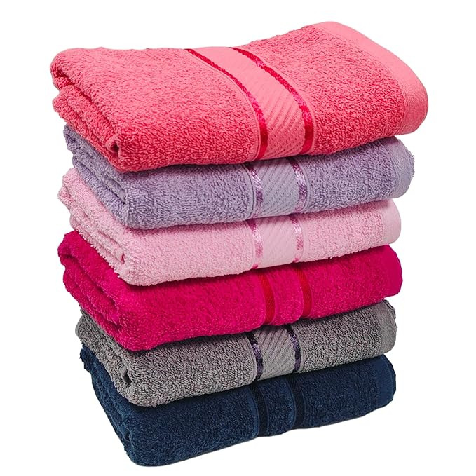 100% Cotton Hand Towels Set of 6 (450 GSM) – Ultra Soft, Highly Absorbent & Quick-Dry for Gym, Kitchen, Pool, Travel & Home (40x60 cm, Vibrant Multicolor)