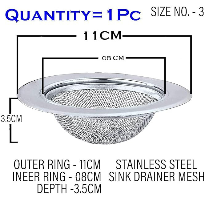 Stainless Steel Kitchen Strainer, Sink Jali, Sink Drain Filter Jali, Waste Coupling (11 cm) (1)