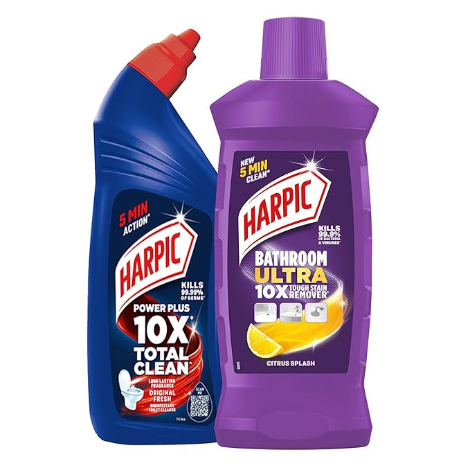 Harpic 1L - Disinfectant Toilet Cleaner Liquid, Original with Bathroom Cleaner Ultra, Citrus Splash 1L