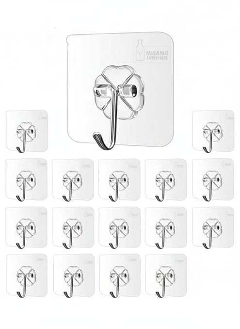 Heavy Duty PVC Wall Hooks Pack of 30 | Self-Adhesive Multipurpose Wall Hangers for Home, Kitchen & Bathroom | Strong Sticky Hooks for Keys, Towels, Utensils & Accessories