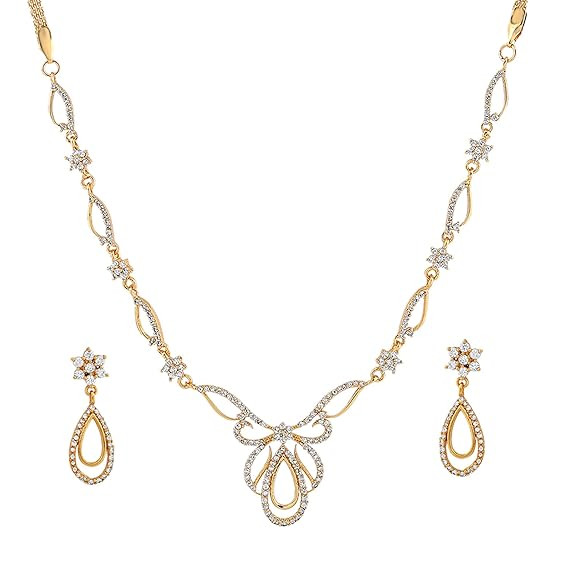 Estele Jewellery Sets for Women Gold Plated Bridal Necklace Jewellery Set with Earrings