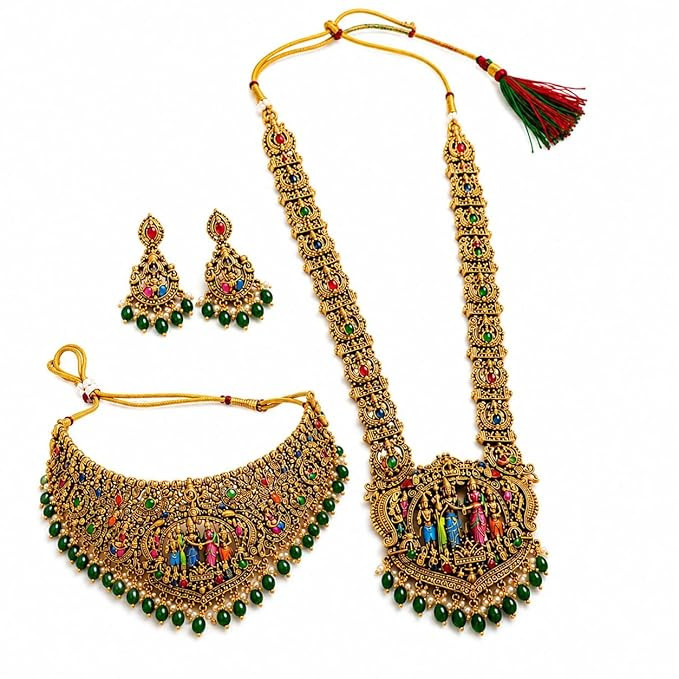 Srinivasa Kalyana Haram & Choker Set with Earrings | Traditional Temple Jewellery Combo
