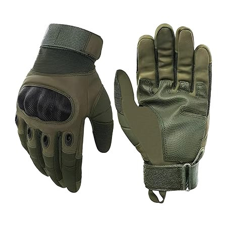 FF-2 Full-Finger Bike Riding Gloves TPR Knuckle Protection Tactical Hand Gloves for Bike - Bike Gloves Men Bike Accessories Washable Fabric (Size: XL, Green)