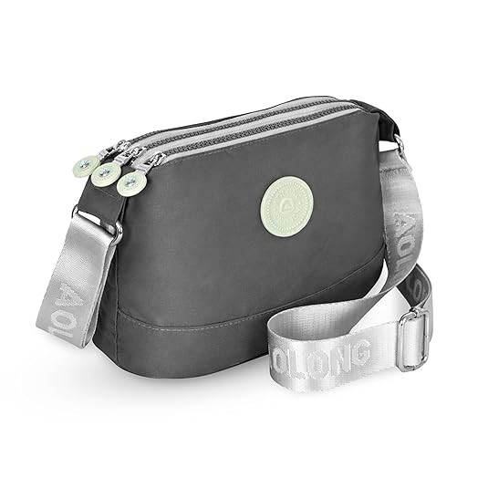 Women's Stylish Lightweight Sling Crossbody Shoulder Bag, Portable Travel Handbag with Multiple Zipper Compartments & Adjustable Strap (Grey, 26x8x18cm)