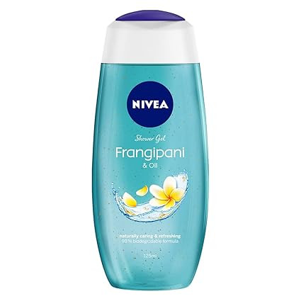 NIVEA Frangipani & Oil Body Wash, Moisturizing Shower Gel with Pure Glycerin, Vitamins C & E and Care Oil for Soft, Healthy & Moisturized Skin, Refreshing Body Cleanser, Microplastic Free, 125 ml