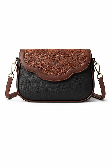 Floral Embossed Crossbody Sling Bag Small Shoulder Handbag for Daily Use Travel & Shopping Phone Purse with Adjustable Strap Lightweight Trendy Bag for Ladies & Girls