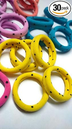 Stylish Printed Hair Rubber Bands Hair Bands Elastic Rubber Bands Accessories for Girls/Women, Bright Colors (Pack of 30, Assorted)