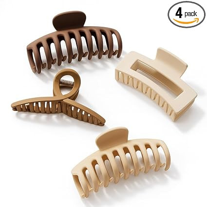4 Pcs Extra Large Hair Claw Clips for Women (Matte Finish) - Strong Hold Hair Clutcher for Thick & Long Hair -Clutcher Non-Slip Big Jaw Clamp for Juda, Bun & Ponytail Styling (Multicolor)