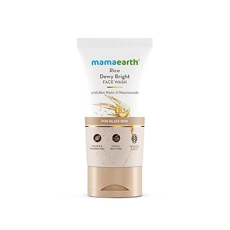 Mamaearth Rice Dewy Bright Face Wash With Rice Water & Niacinamide for Glass Skin | For Hydrated & Even skin Tone | Glowing & Brightening | Korean skin Care Product | For All skin Types | For Men & Women | 150 ml