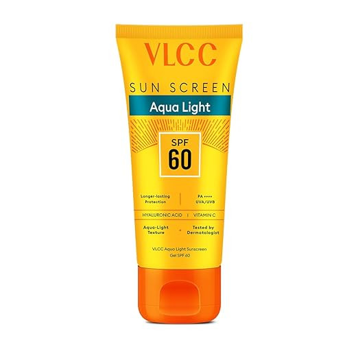VLCC Aqua Light Sunscreen Gel SPF 60 PA++++ | High UVA & UVB Protection | Fast-Absorbing, Non-Greasy | No White Cast | Hyaluronic Acid & Vitamin C | Lightweight, Hydrating Sunscreen - 30g
