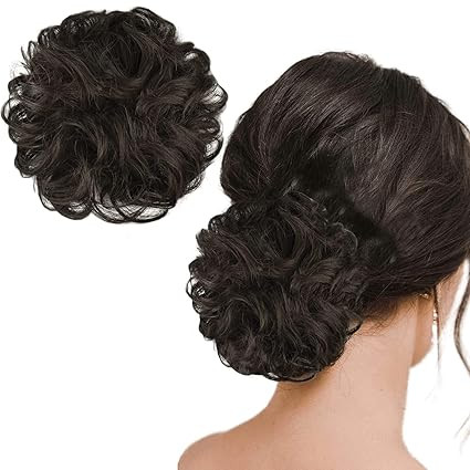 Hair Accessories For Women Stylish - Juda Hair Buns for Women - Messy Bun Hair Extension - Artificial Fake Hair Donuts Bun Maker Scrunchies - With Elastic Rubber band - Natural Brown - 1 Pcs