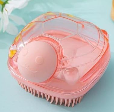 Bath Brush, Transparent Hair Scalp Body Scrubber Cleaner with Shampoo Soap Dispenser, Bathing Massager
