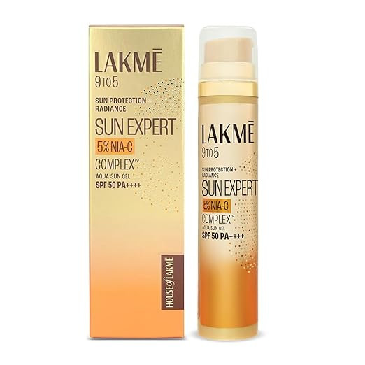 Lakmē 5% Hyaluronic water-light Sunscreen gel SPF 50 Pa++++ In-Vivo tested,Plump & Hydrated skin,With New-Age UV Filters,Boosts Glow,Reduces Dullness & Dark Spots 56g